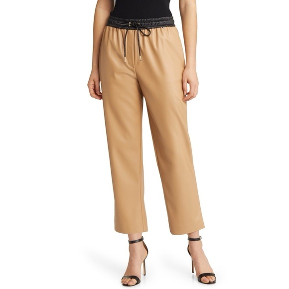NWT Boss Tarona Faux Leather Drawstring Pant - Size 2 Petite